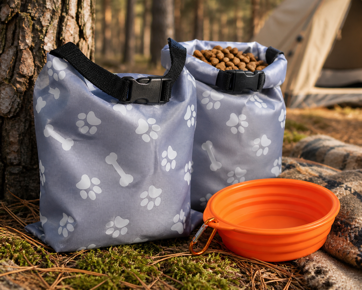 Dog Travel Food Bag & Collapsible Bowl Set – Airtight Reusable 10 lbs
