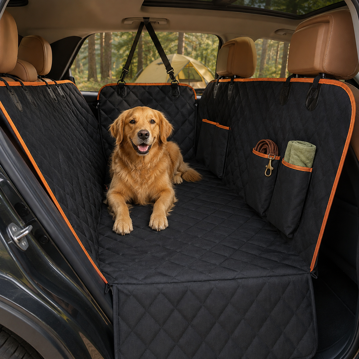 Waterproof Dog Car Seat Hammock with Storage