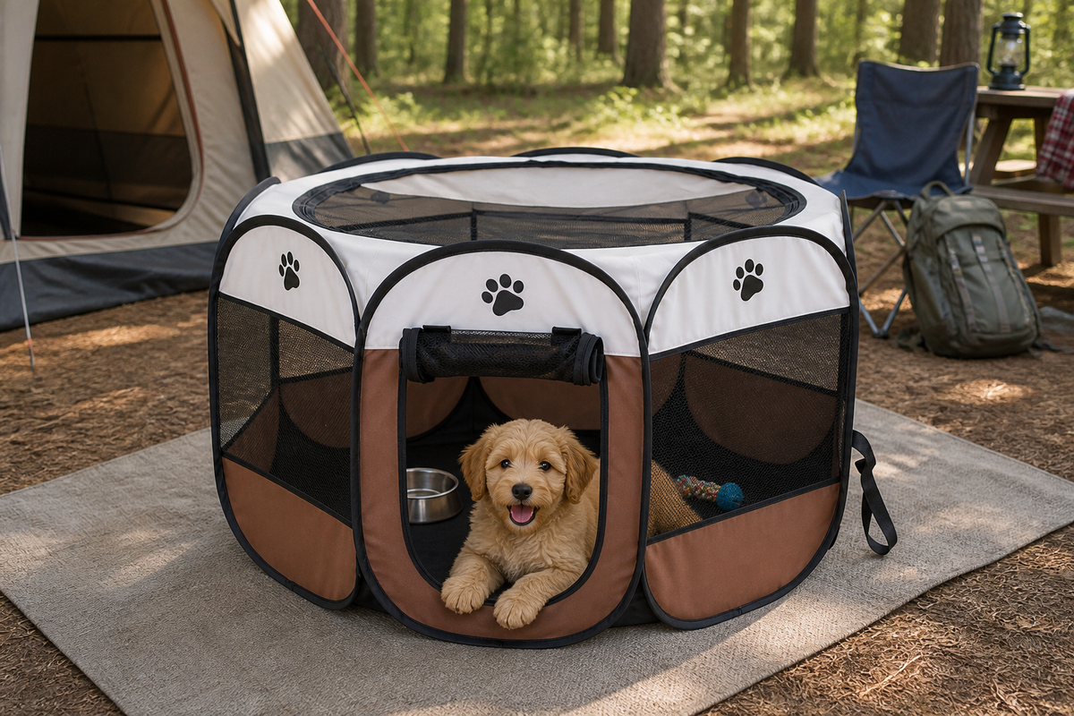 Portable Dog Exercise Pen Pop-Up 8-Panel Oxford Mesh Puppy Playpen