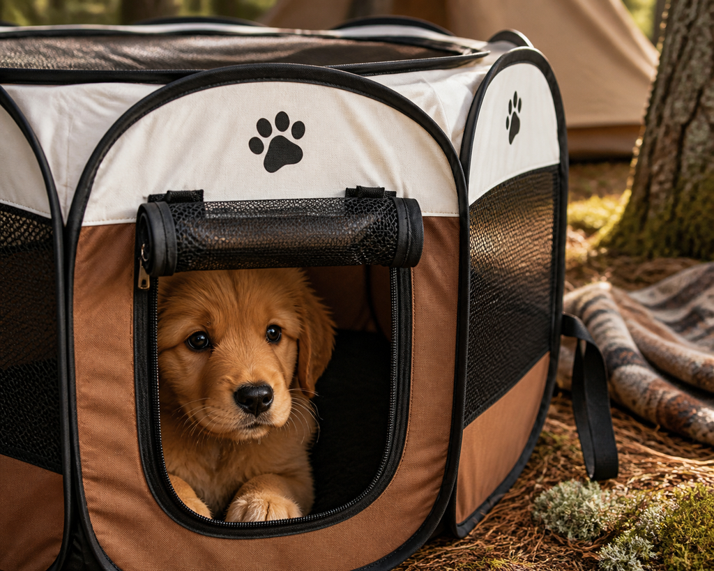 Portable Dog Exercise Pen Pop-Up 8-Panel Oxford Mesh Puppy Playpen
