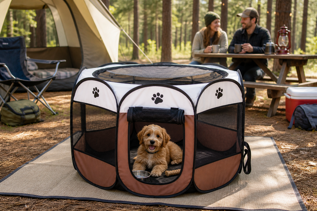 Portable Dog Exercise Pen Pop-Up 8-Panel Oxford Mesh Puppy Playpen
