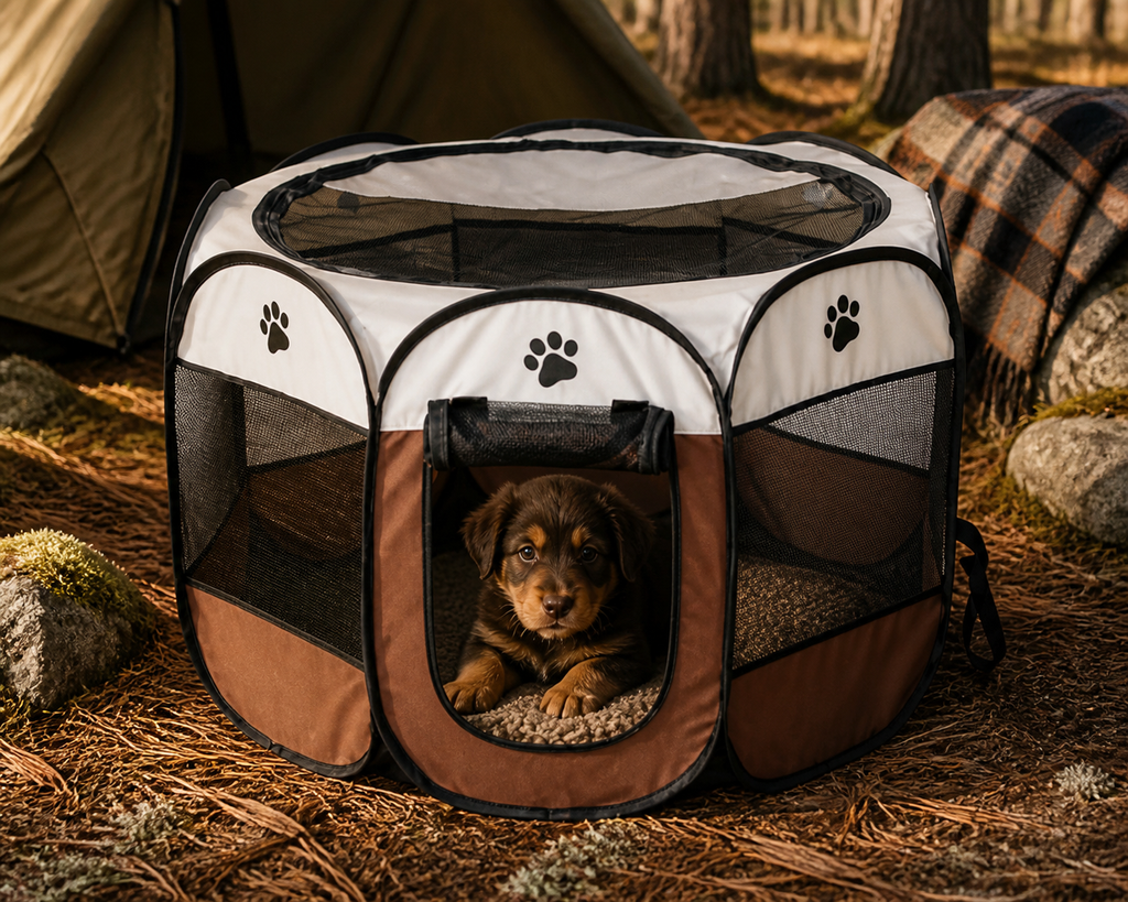 Portable Dog Exercise Pen Pop-Up 8-Panel Oxford Mesh Puppy Playpen