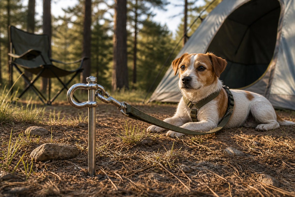 Heavy Duty Dog Yard Stake 12-Inch Stainless Steel 360° Swivel Anchor