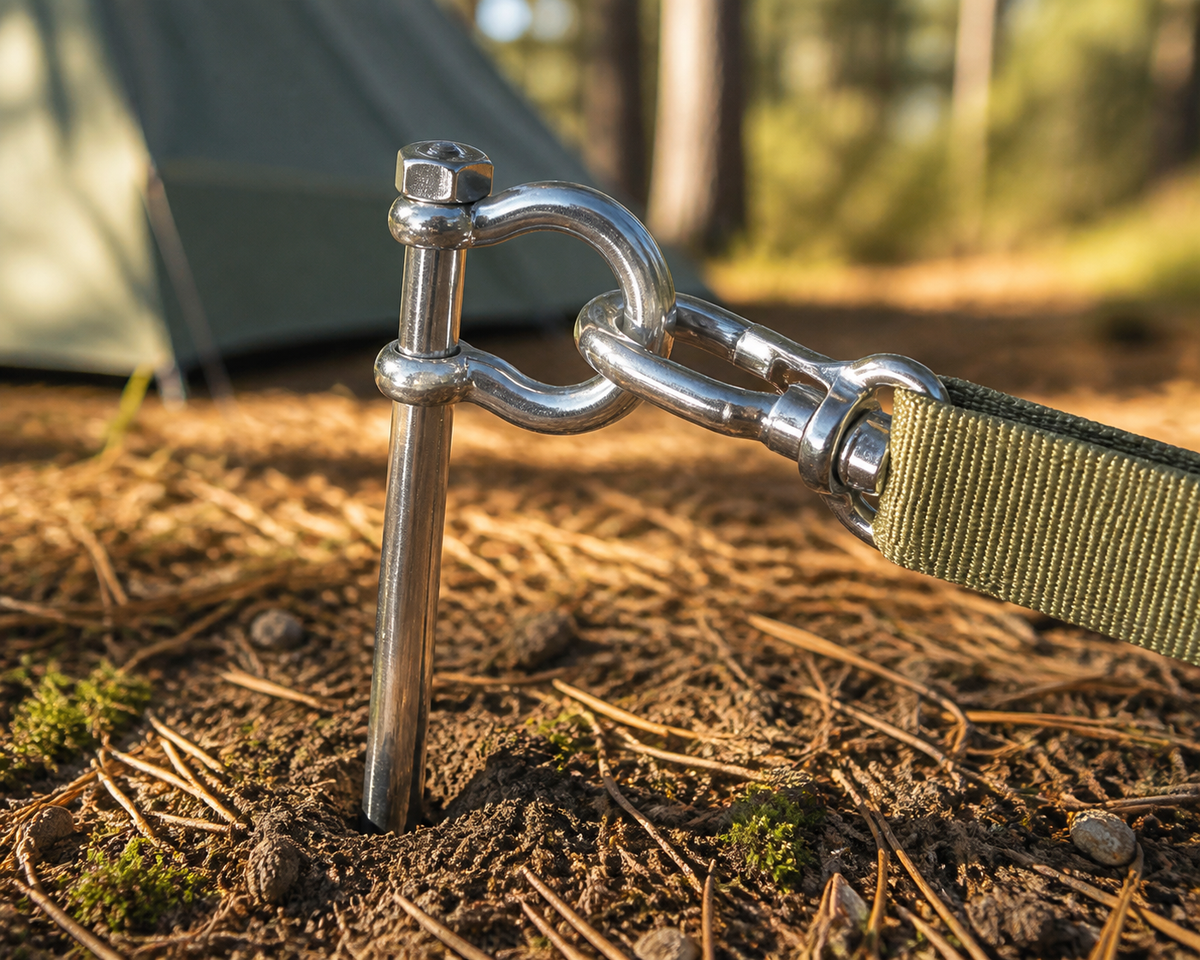 Heavy Duty Dog Yard Stake 12-Inch Stainless Steel 360° Swivel Anchor