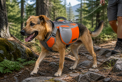 Adjustable Hiking Dog Pack with Service Dog Saddle Bags – Medium to Large