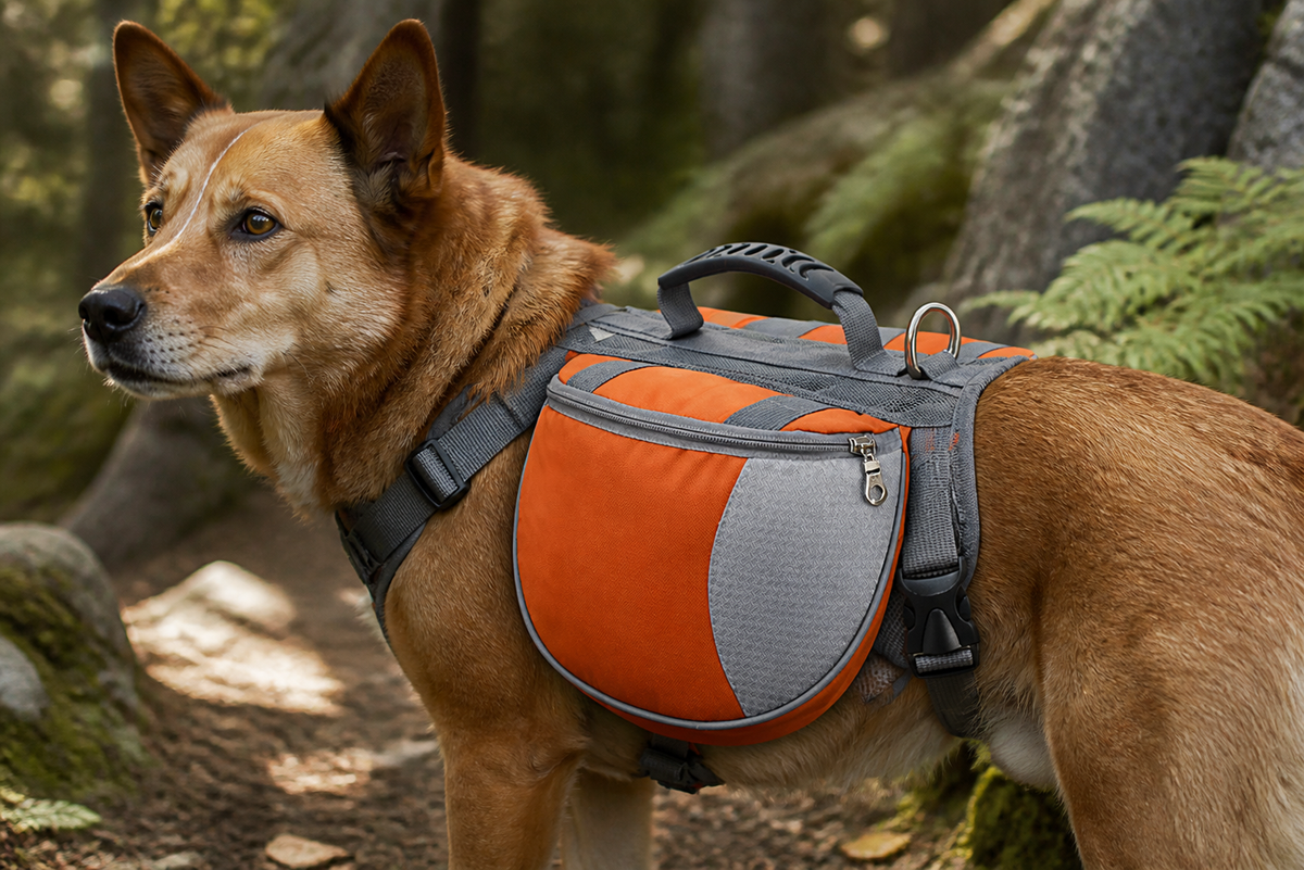 Adjustable Hiking Dog Pack with Service Dog Saddle Bags – Medium to Large