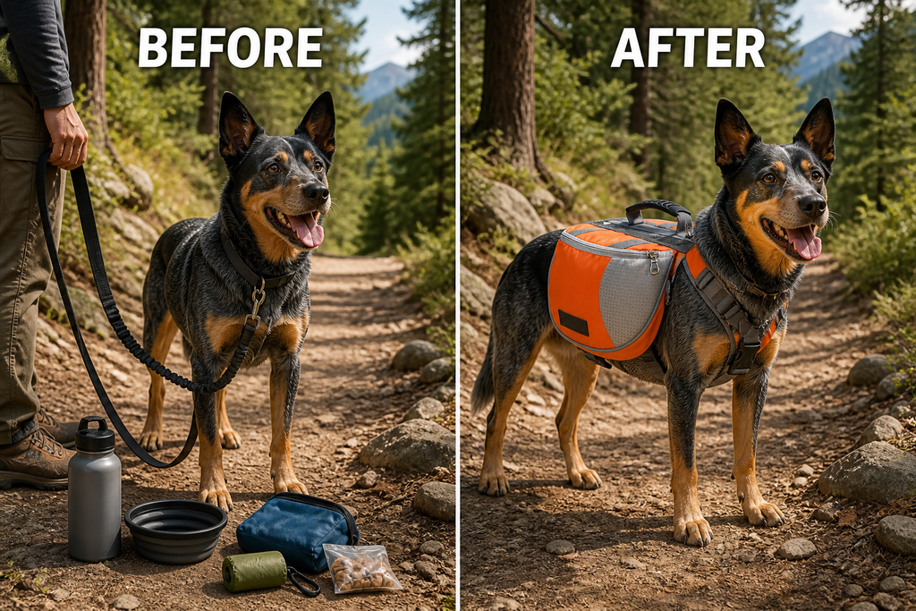 Adjustable Hiking Dog Pack with Service Dog Saddle Bags – Medium to Large