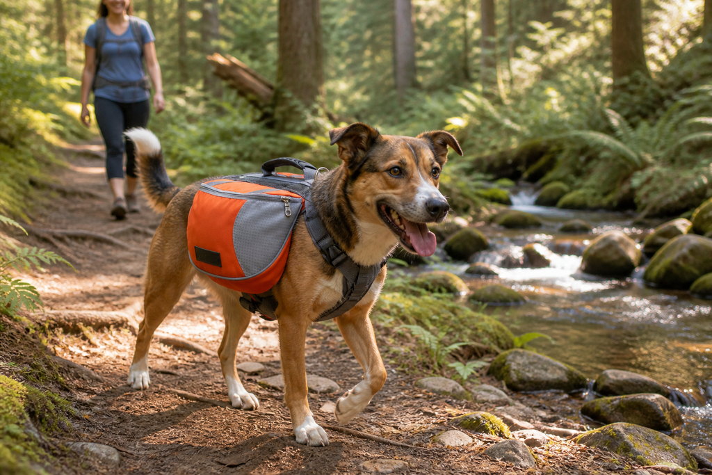 Adjustable Hiking Dog Pack with Service Dog Saddle Bags – Medium to Large