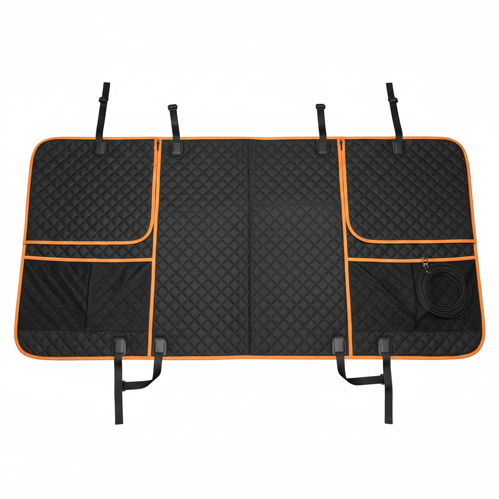 Dog Car Hammock Seat Cover 420LBS Capacity with Storage Pockets on white background