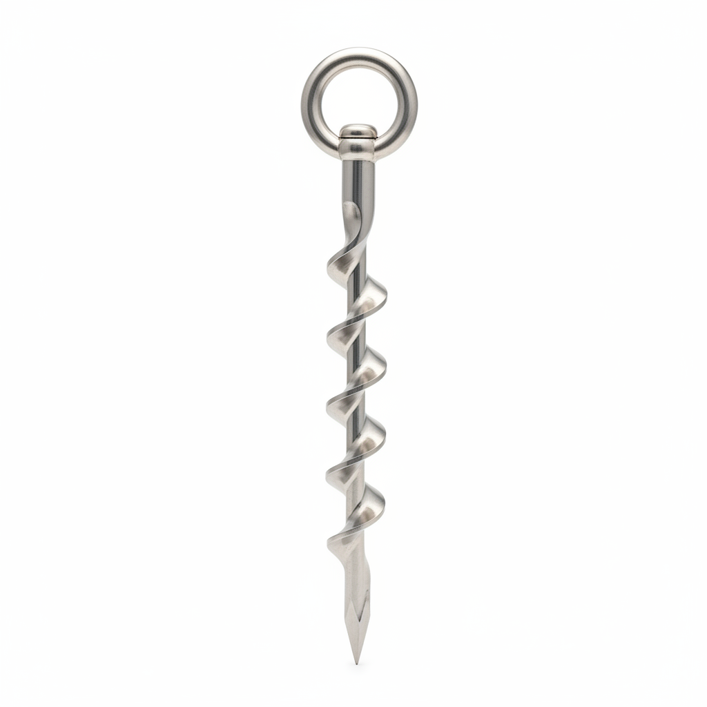 Heavy Duty Dog Yard Stake 12-Inch Stainless Steel 360 Degree Swivel Anchor on white background